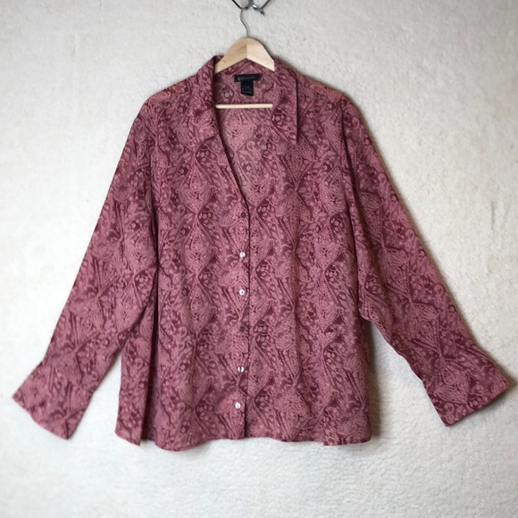 Lane Bryant Womens Lace Pink Purple Semi Sheer Top 22 24 PLUS SIZE - Picture 1 of 7